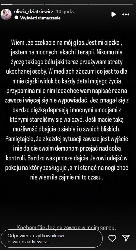 Oświadczenie Oliwii z Warsaw Shore
